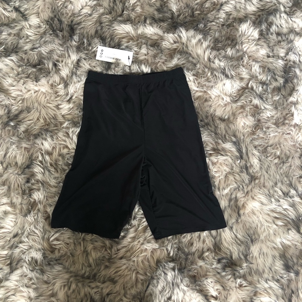 Black shiny biker shorts